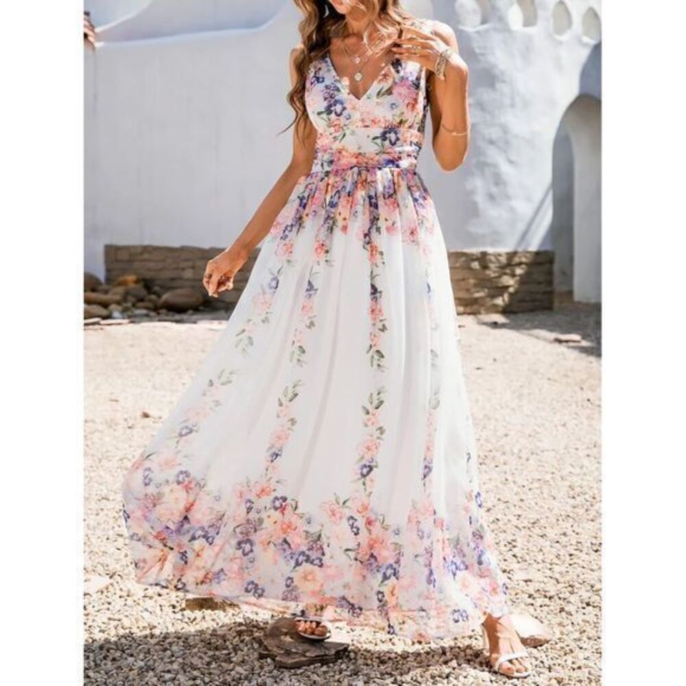 Cupshe Warm Up Floral Print V-Neck Maxi Dress Size‎ M